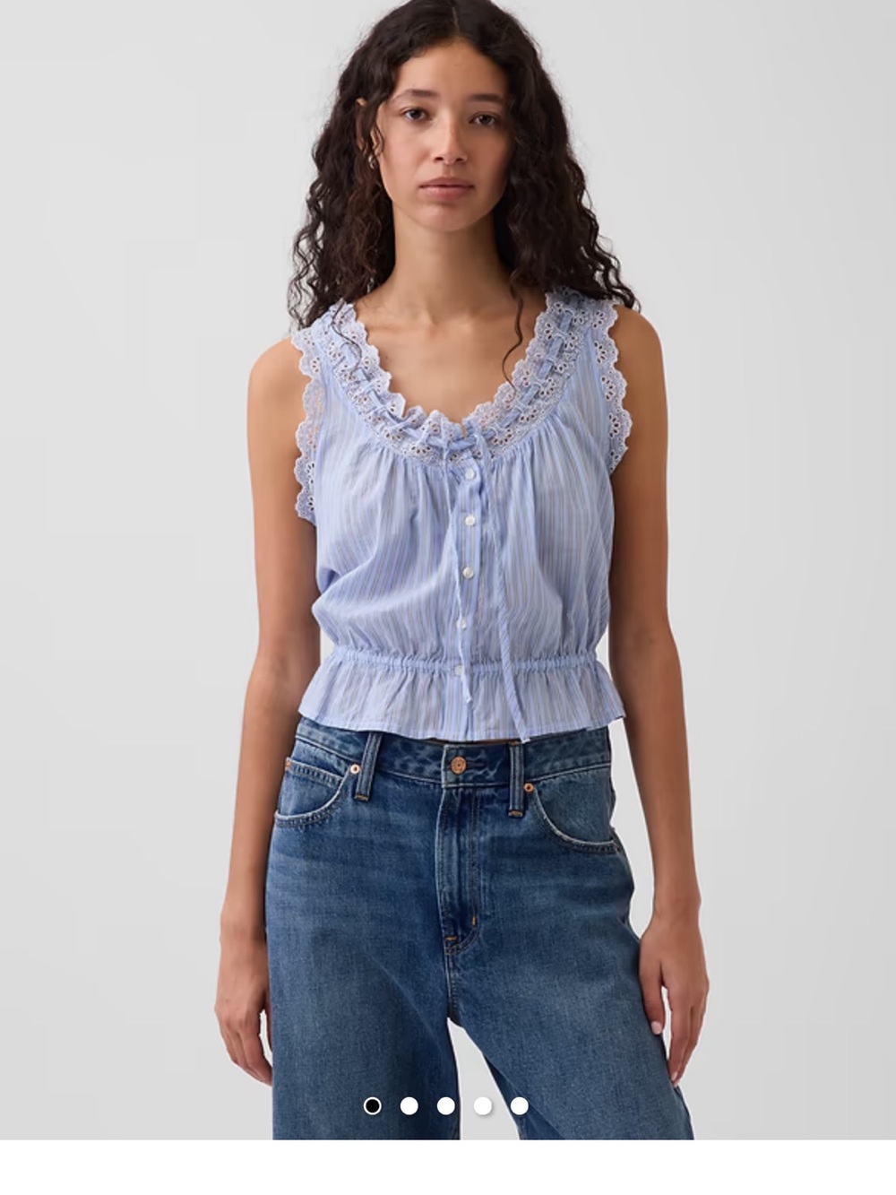 GAP Light Blue eyelet crop peplum top size medium tall